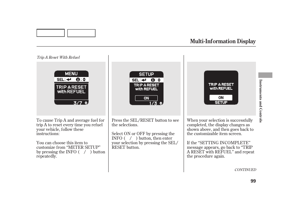 Multi-information display | HONDA 2003 Insight  - Owner's Manual User Manual | Page 103 / 411