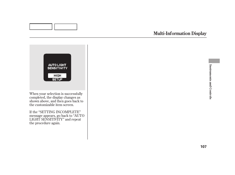 Multi-information display | HONDA 2003 Insight  - Owner's Manual User Manual | Page 111 / 411