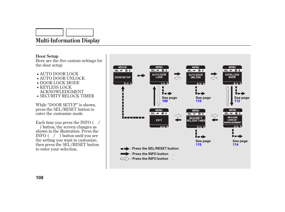 Multi-information display | HONDA 2003 Insight  - Owner's Manual User Manual | Page 112 / 411