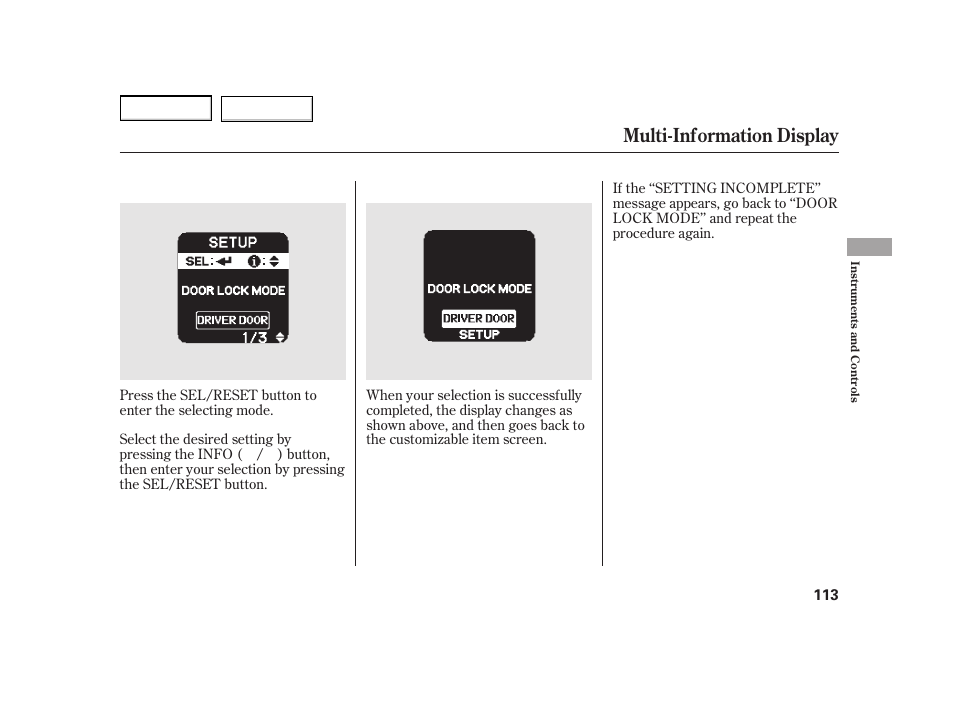 Multi-information display | HONDA 2003 Insight  - Owner's Manual User Manual | Page 117 / 411