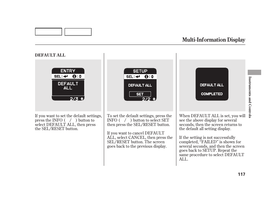 Multi-information display | HONDA 2003 Insight  - Owner's Manual User Manual | Page 121 / 411