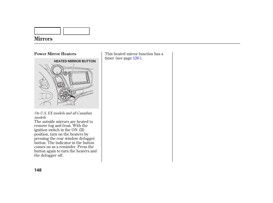 Mirrors | HONDA 2003 Insight  - Owner's Manual User Manual | Page 152 / 411
