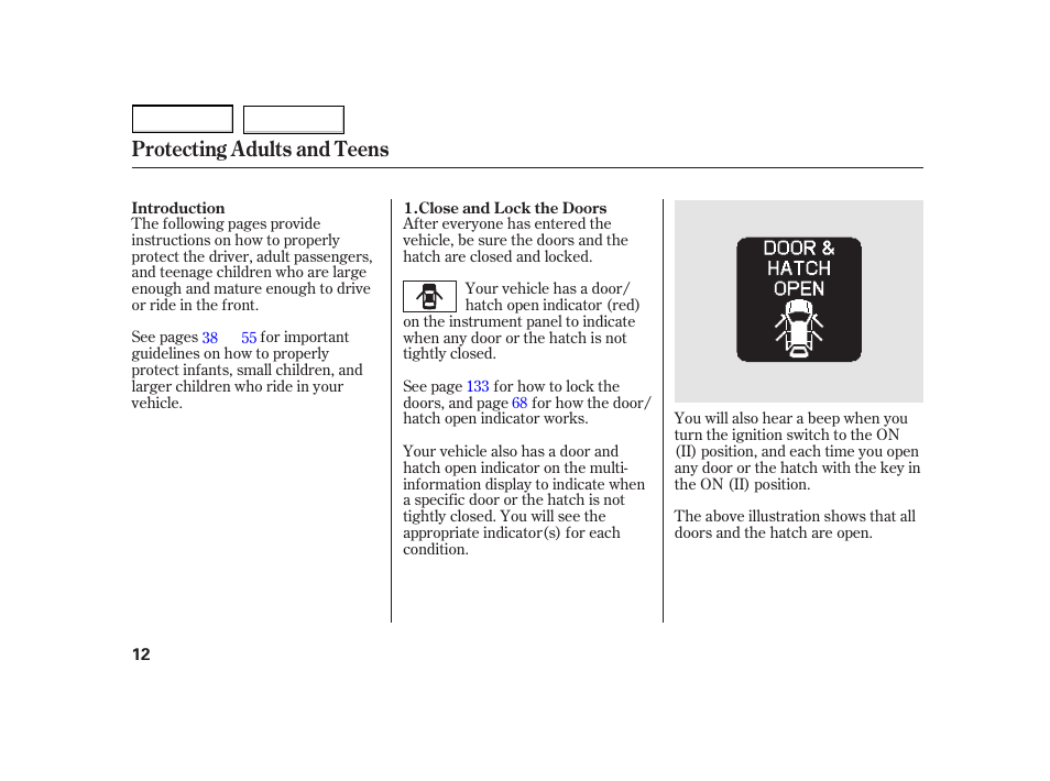 Protecting adults and teens | HONDA 2003 Insight  - Owner's Manual User Manual | Page 16 / 411