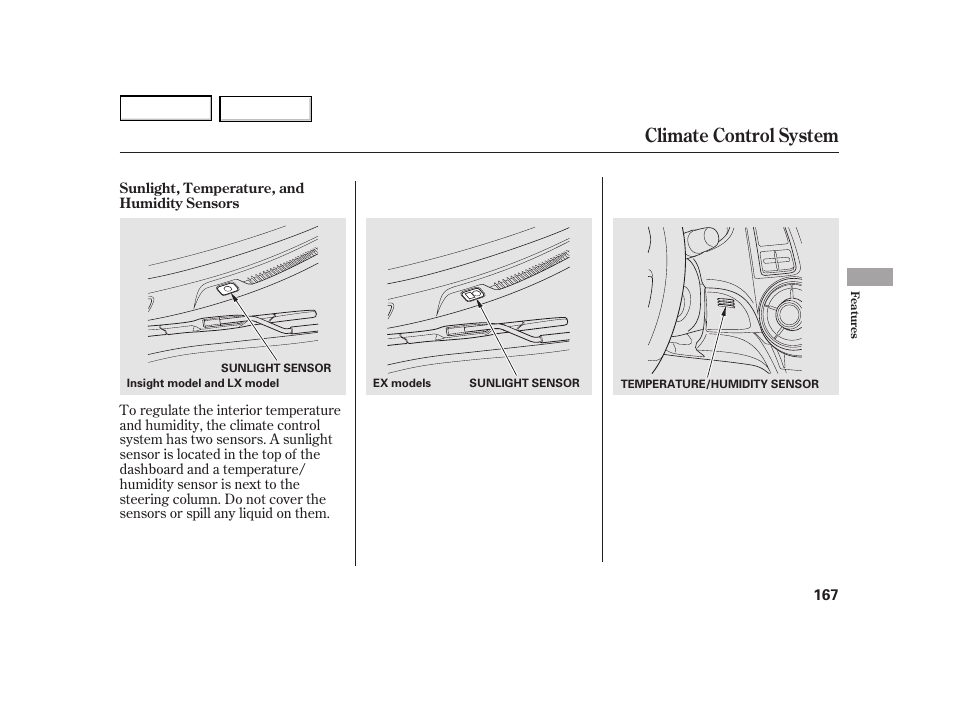 Climate control system | HONDA 2003 Insight  - Owner's Manual User Manual | Page 171 / 411