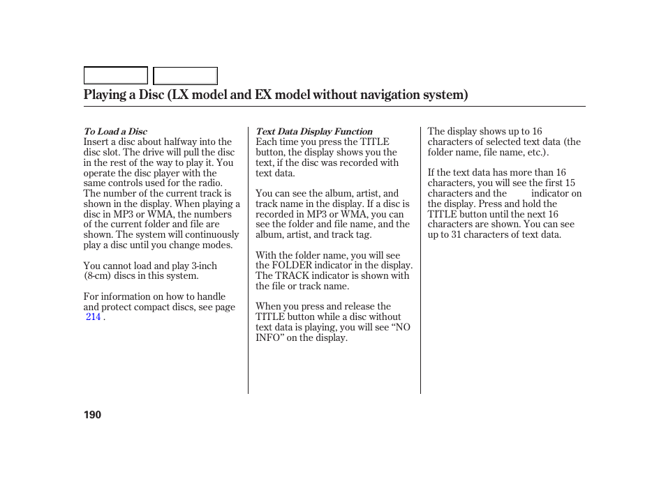 HONDA 2003 Insight  - Owner's Manual User Manual | Page 194 / 411