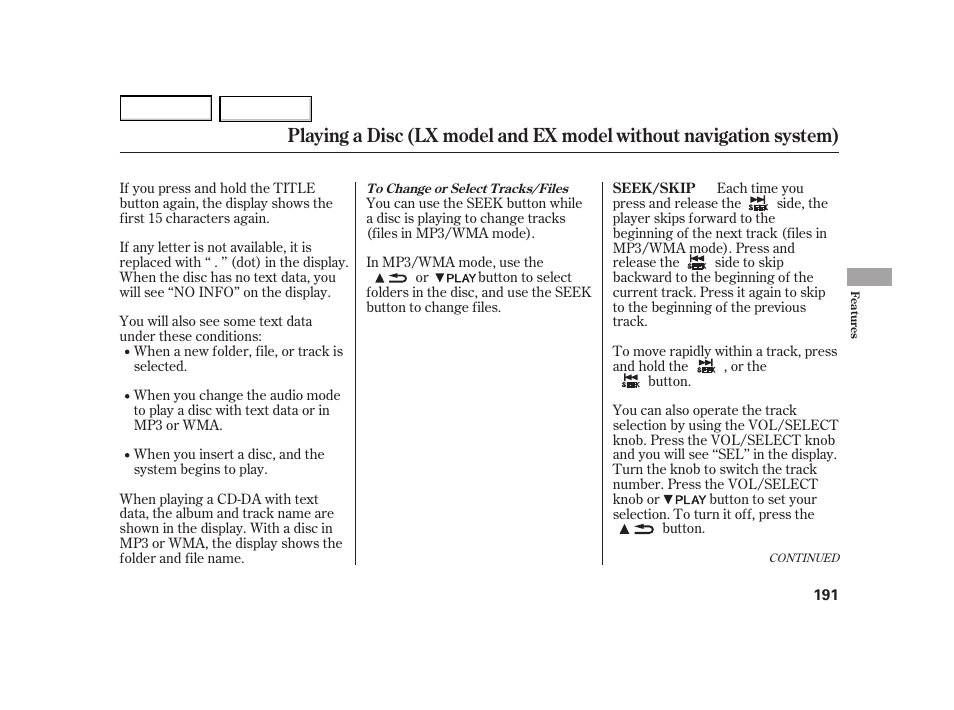 HONDA 2003 Insight  - Owner's Manual User Manual | Page 195 / 411