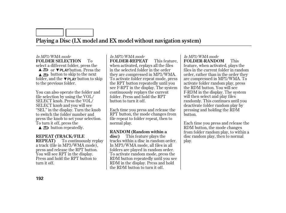 HONDA 2003 Insight  - Owner's Manual User Manual | Page 196 / 411