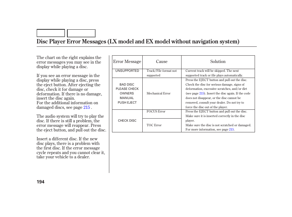 HONDA 2003 Insight  - Owner's Manual User Manual | Page 198 / 411