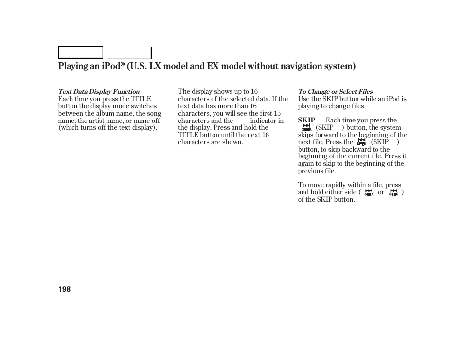 HONDA 2003 Insight  - Owner's Manual User Manual | Page 202 / 411