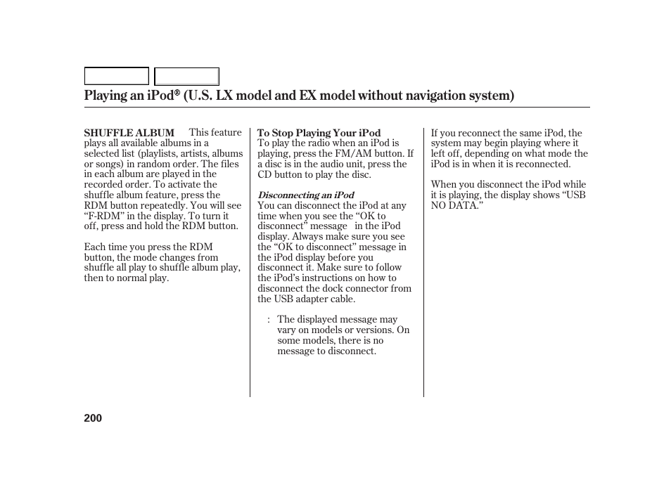 HONDA 2003 Insight  - Owner's Manual User Manual | Page 204 / 411
