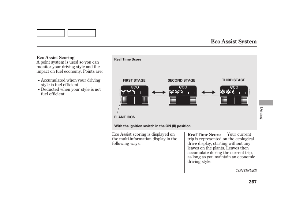 Eco assist system | HONDA 2003 Insight  - Owner's Manual User Manual | Page 271 / 411