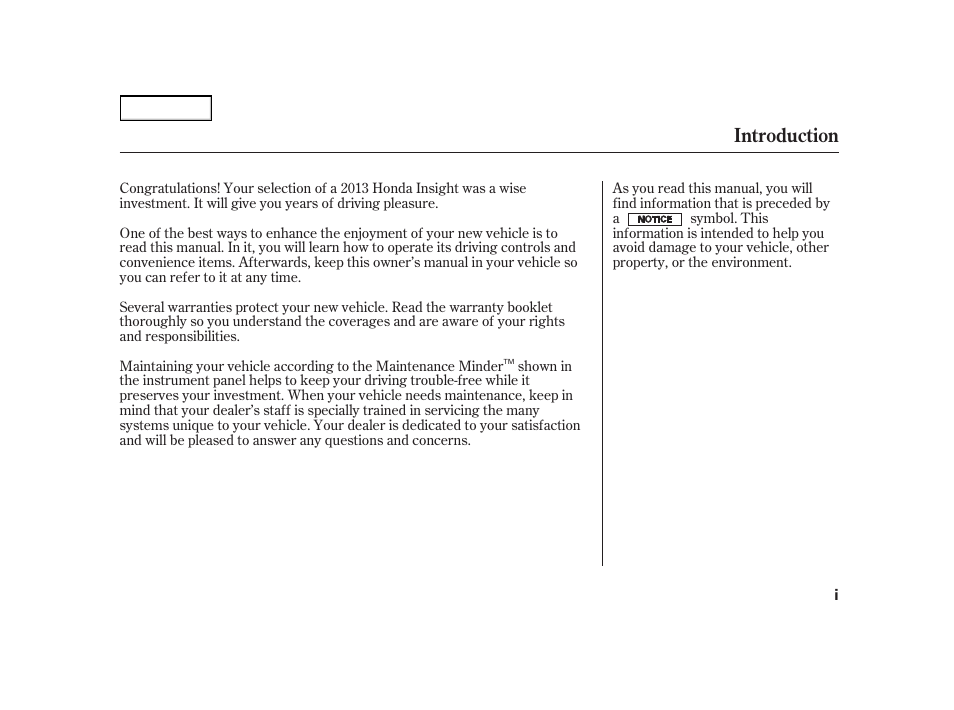 Introduction | HONDA 2003 Insight  - Owner's Manual User Manual | Page 3 / 411