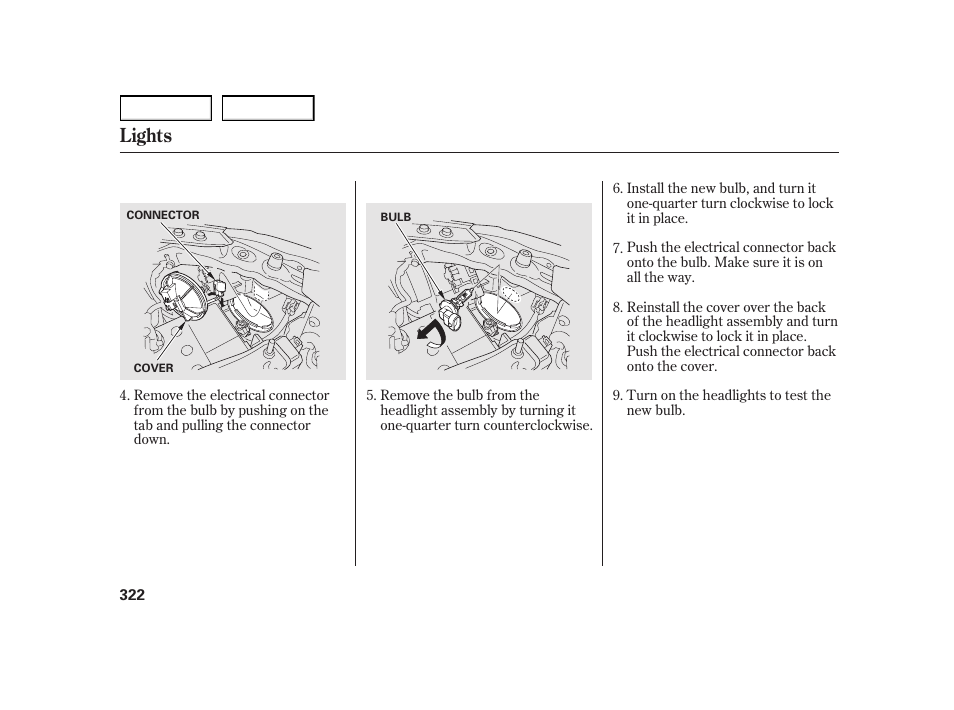 Lights | HONDA 2003 Insight  - Owner's Manual User Manual | Page 326 / 411