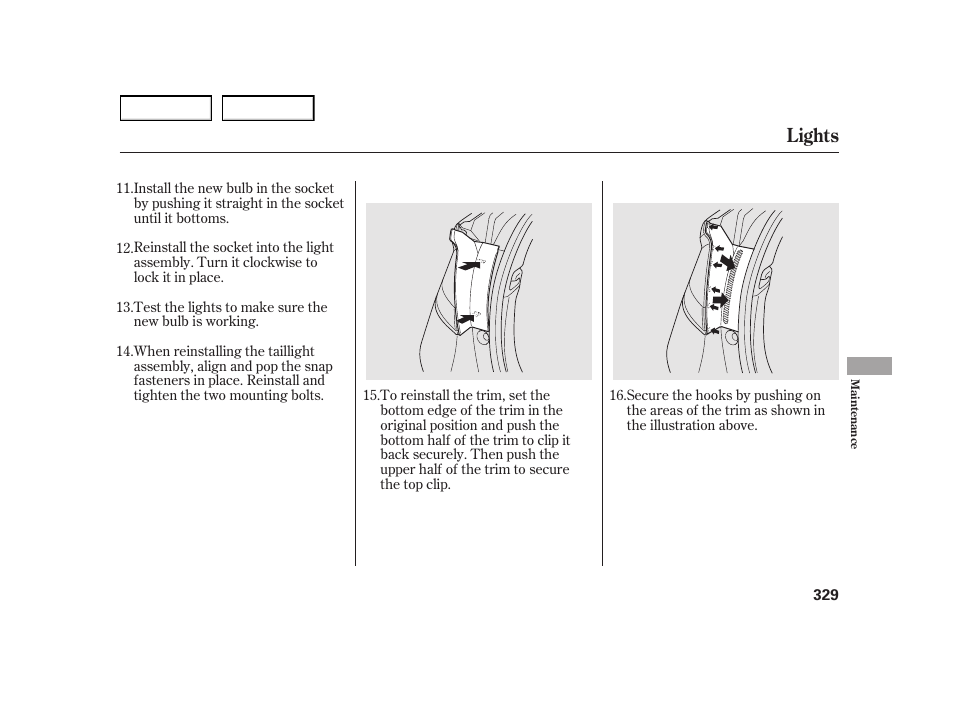 Lights | HONDA 2003 Insight  - Owner's Manual User Manual | Page 333 / 411