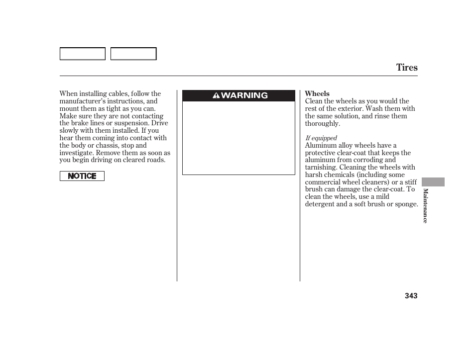 Tires | HONDA 2003 Insight  - Owner's Manual User Manual | Page 347 / 411
