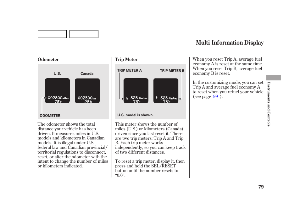 Multi-information display | HONDA 2003 Insight  - Owner's Manual User Manual | Page 83 / 411