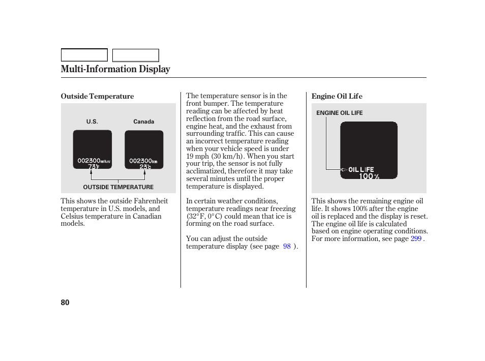 Multi-information display | HONDA 2003 Insight  - Owner's Manual User Manual | Page 84 / 411