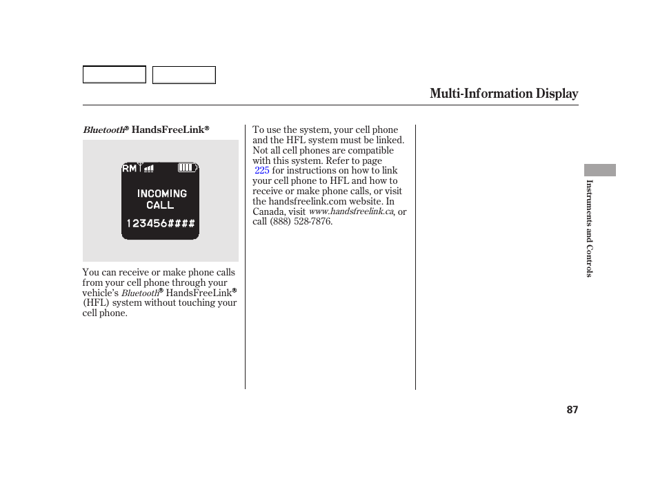Multi-information display | HONDA 2003 Insight  - Owner's Manual User Manual | Page 91 / 411