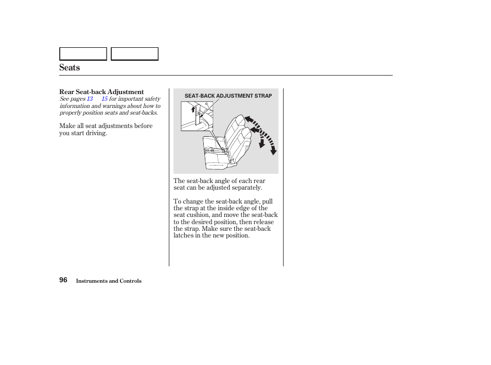 Seats | HONDA 2003 Element - Owner's Manual User Manual | Page 100 / 338