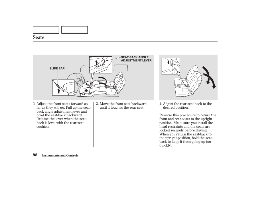 Seats | HONDA 2003 Element - Owner's Manual User Manual | Page 102 / 338