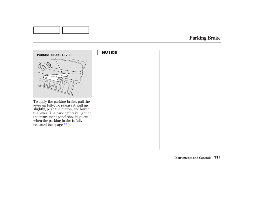 Parking brake | HONDA 2003 Element - Owner's Manual User Manual | Page 115 / 338