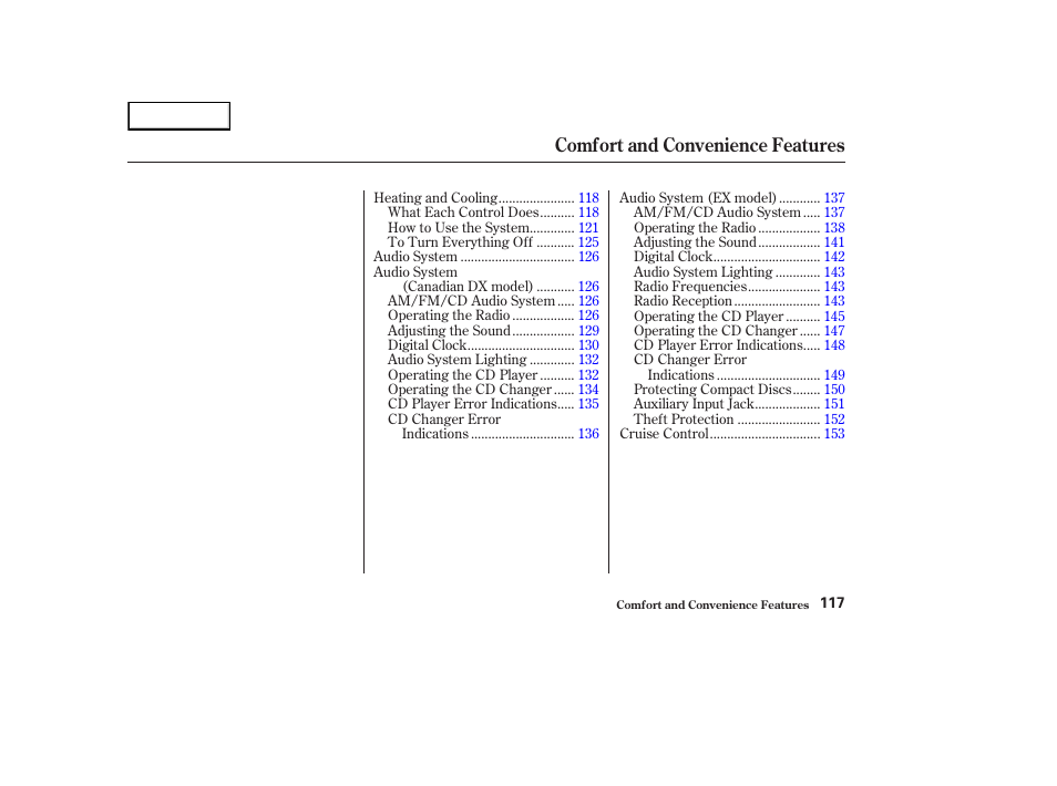 Comfort and convenience features | HONDA 2003 Element - Owner's Manual User Manual | Page 121 / 338