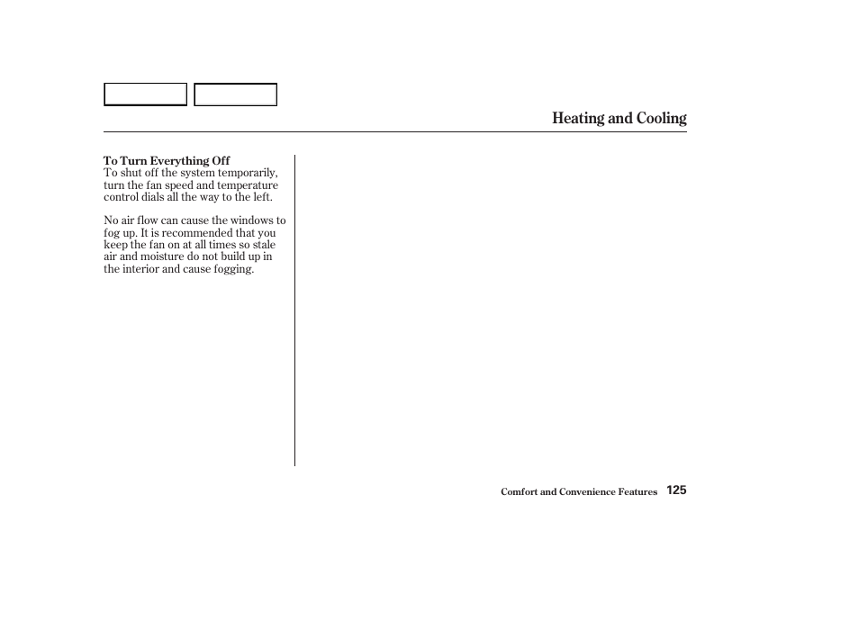 Heating and cooling | HONDA 2003 Element - Owner's Manual User Manual | Page 129 / 338