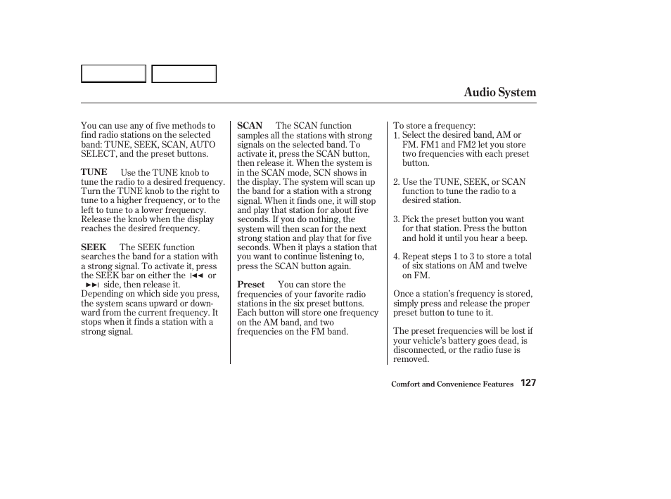 Audio system | HONDA 2003 Element - Owner's Manual User Manual | Page 131 / 338