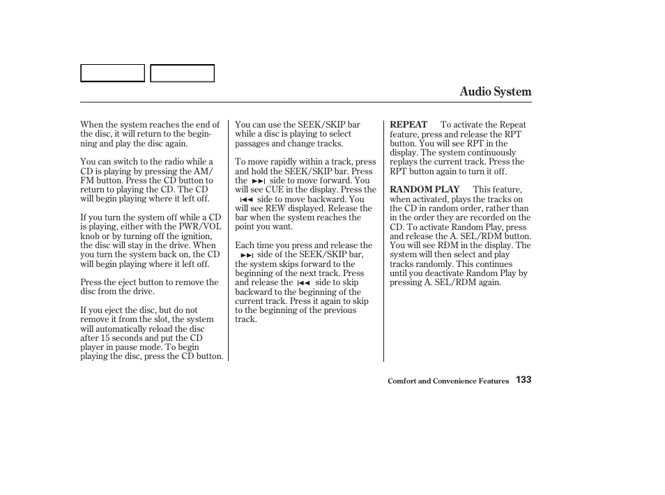 Audio system | HONDA 2003 Element - Owner's Manual User Manual | Page 137 / 338