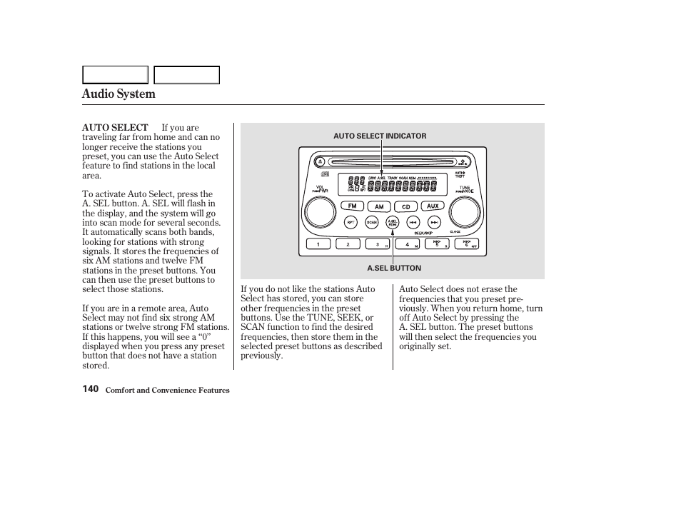 Audio system | HONDA 2003 Element - Owner's Manual User Manual | Page 144 / 338