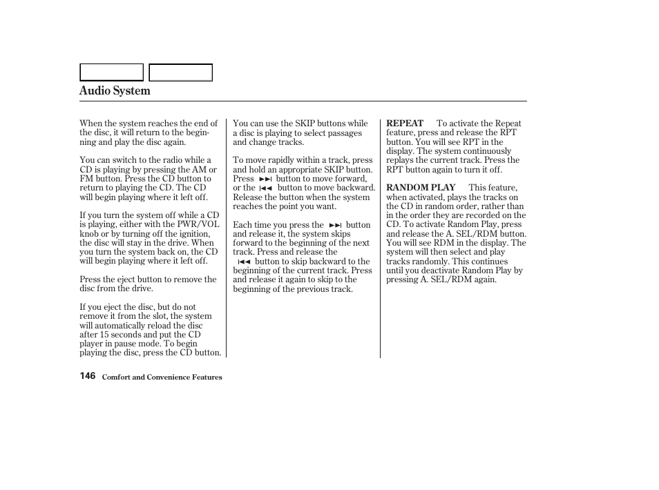 Audio system | HONDA 2003 Element - Owner's Manual User Manual | Page 150 / 338