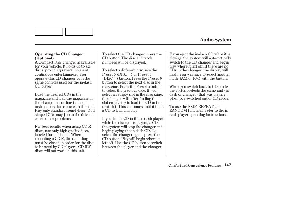 Audio system | HONDA 2003 Element - Owner's Manual User Manual | Page 151 / 338