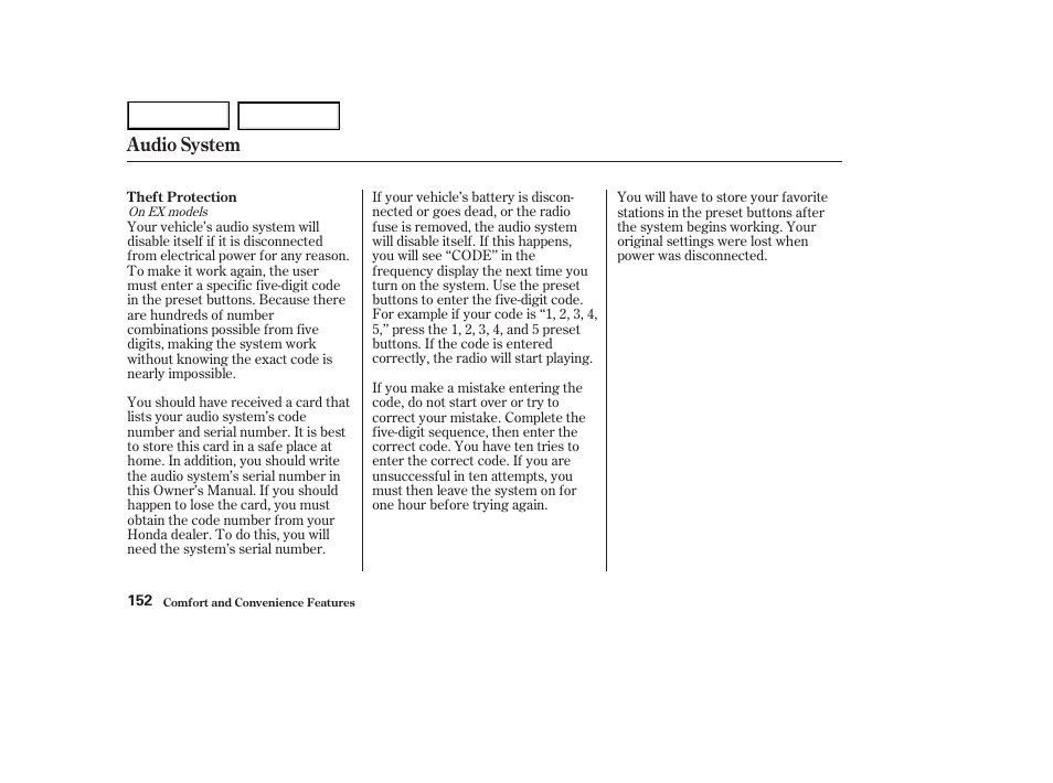 Audio system | HONDA 2003 Element - Owner's Manual User Manual | Page 156 / 338