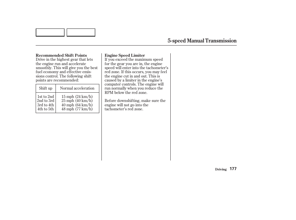 Speed manual transmission | HONDA 2003 Element - Owner's Manual User Manual | Page 181 / 338