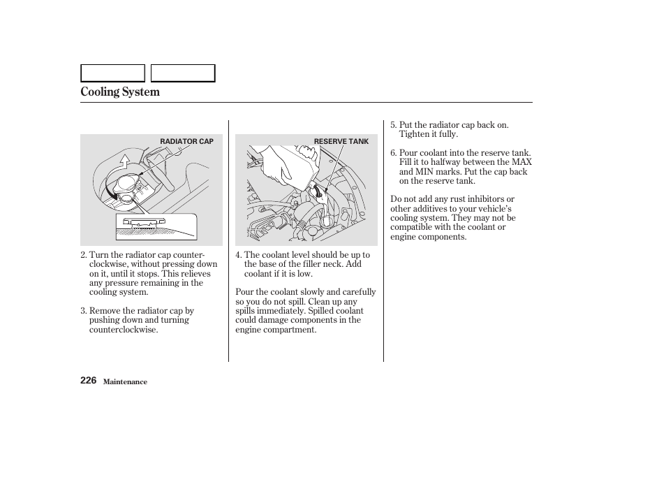 Cooling system | HONDA 2003 Element - Owner's Manual User Manual | Page 230 / 338