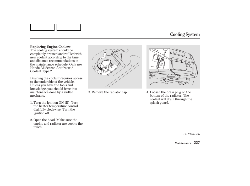 Cooling system | HONDA 2003 Element - Owner's Manual User Manual | Page 231 / 338