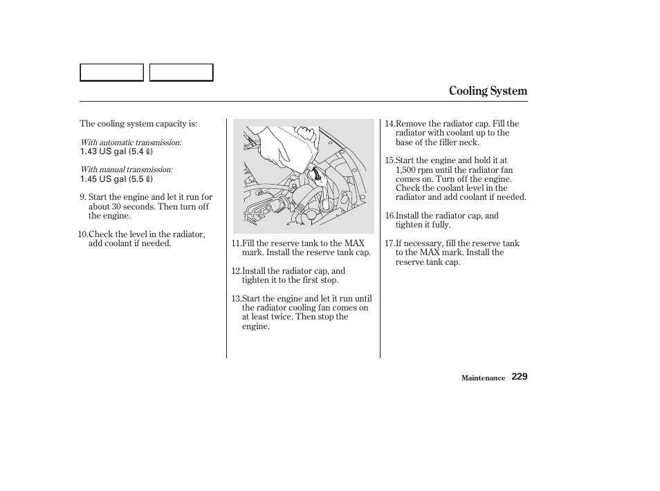 Cooling system | HONDA 2003 Element - Owner's Manual User Manual | Page 233 / 338