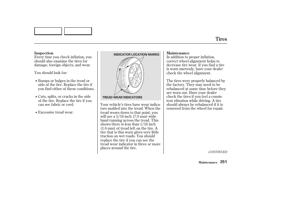 Tires | HONDA 2003 Element - Owner's Manual User Manual | Page 255 / 338