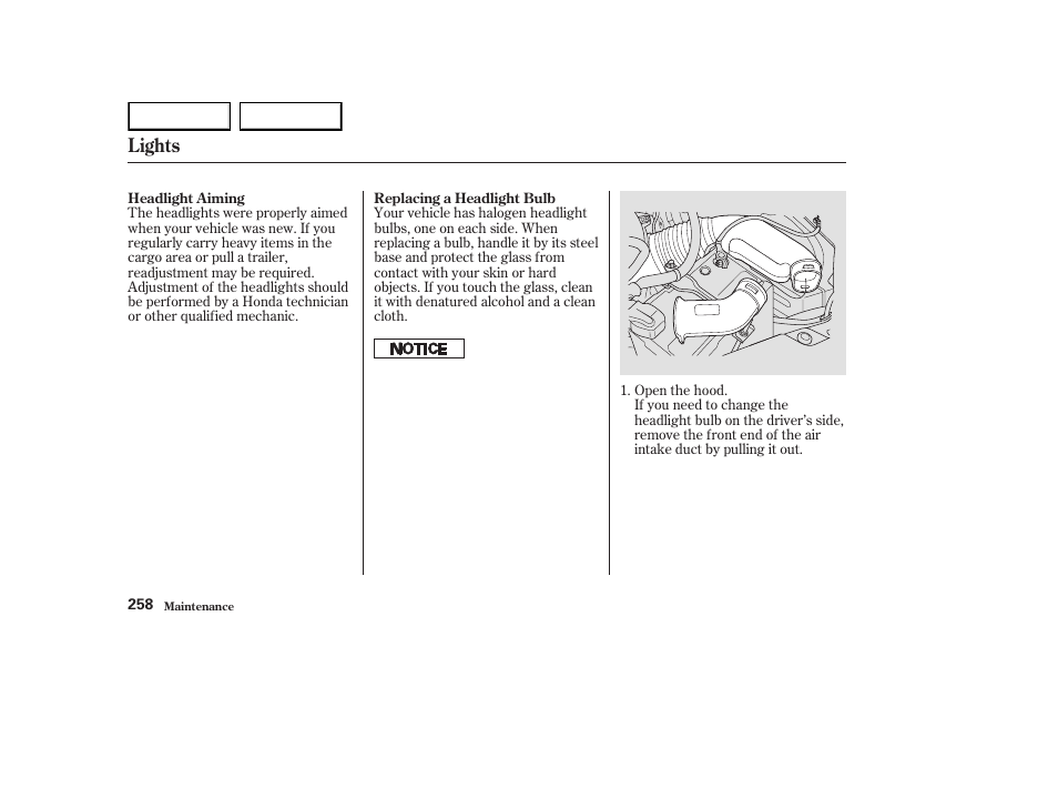 Lights | HONDA 2003 Element - Owner's Manual User Manual | Page 262 / 338