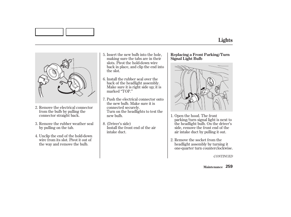 Lights | HONDA 2003 Element - Owner's Manual User Manual | Page 263 / 338