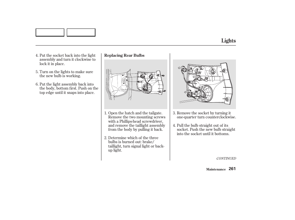 Lights | HONDA 2003 Element - Owner's Manual User Manual | Page 265 / 338