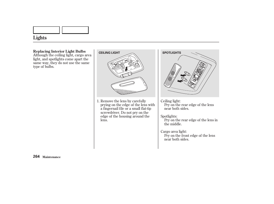 Lights | HONDA 2003 Element - Owner's Manual User Manual | Page 268 / 338
