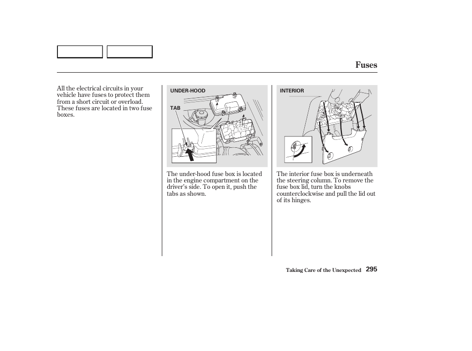 Fuses | HONDA 2003 Element - Owner's Manual User Manual | Page 299 / 338