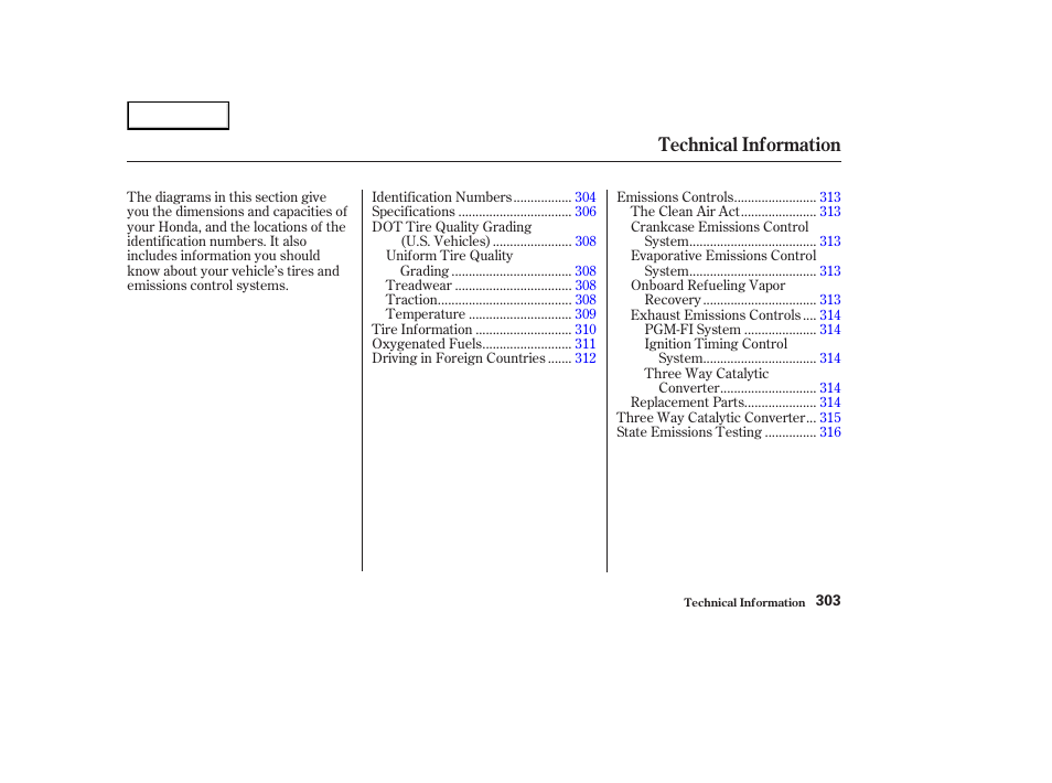 Technical information | HONDA 2003 Element - Owner's Manual User Manual | Page 307 / 338