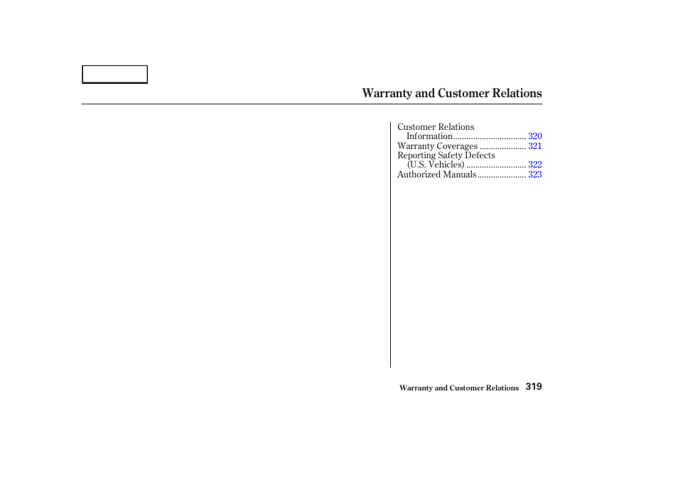 Warranty and customer relations | HONDA 2003 Element - Owner's Manual User Manual | Page 323 / 338