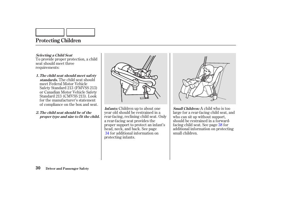 Protecting children | HONDA 2003 Element - Owner's Manual User Manual | Page 34 / 338