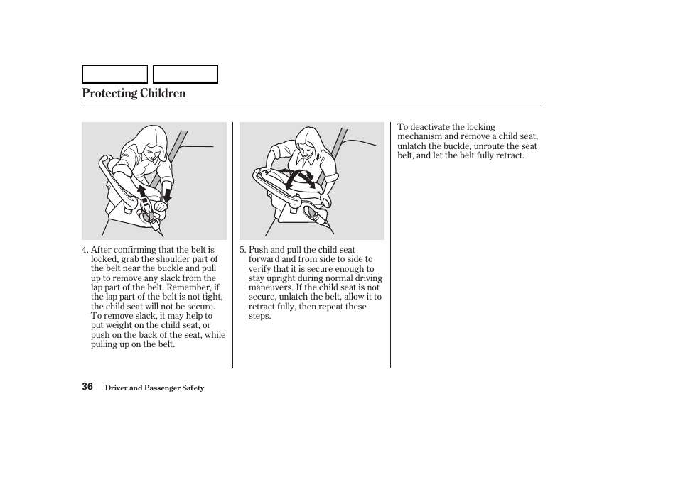 Protecting children | HONDA 2003 Element - Owner's Manual User Manual | Page 40 / 338