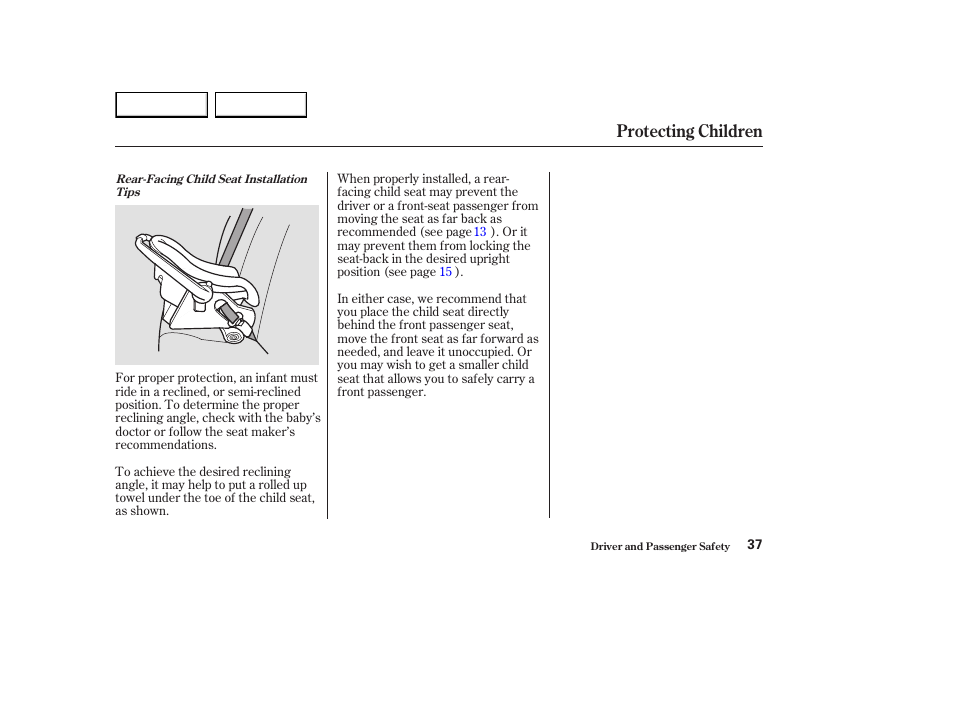 Protecting children | HONDA 2003 Element - Owner's Manual User Manual | Page 41 / 338