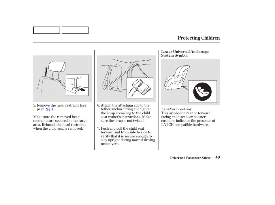 Protecting children | HONDA 2003 Element - Owner's Manual User Manual | Page 53 / 338