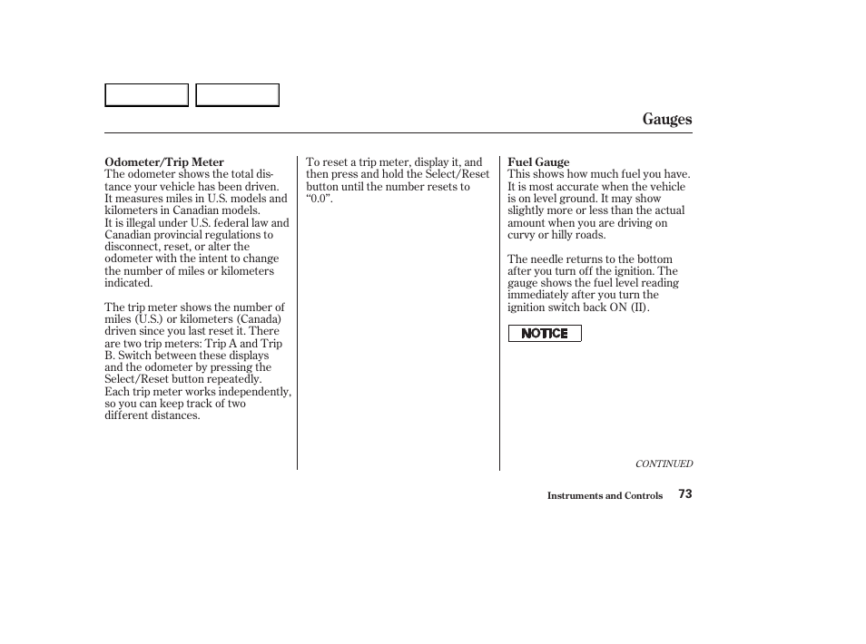 Gauges | HONDA 2003 Element - Owner's Manual User Manual | Page 77 / 338